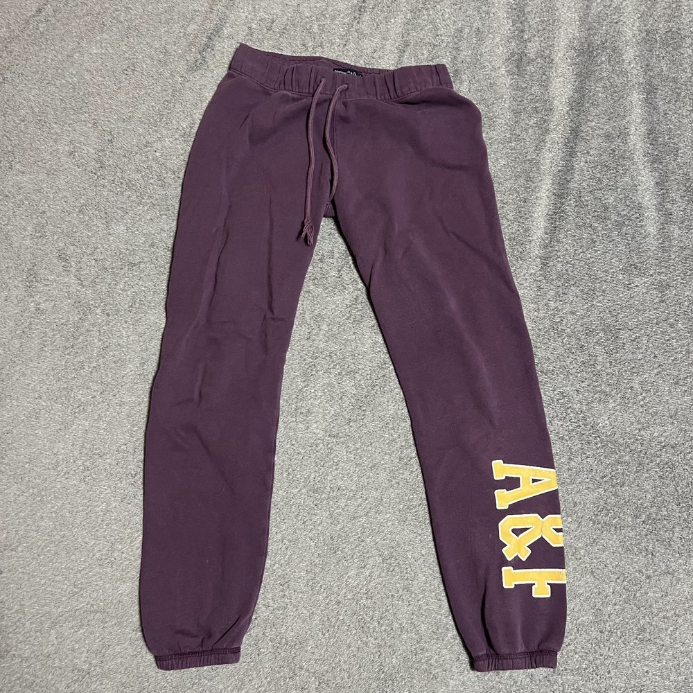 Abercrombie & Fitch Jogger Sweatpants Purple with A & F Graphic Print Size XS